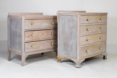 Lot 751 - Two limed oak chests of drawers