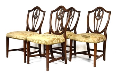 Lot 655 - Four reproduction shield back dining chairs