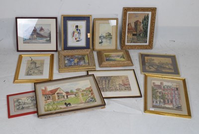 Lot 591 - Quantity of framed pictures, mainly Continental views