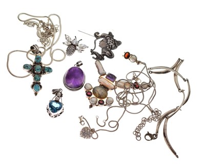 Lot 58 - Quantity of silver and white metal jewellery