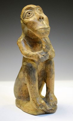 Lot 253 - Ethnographica - Primitive seated figure of a 'Thinker'