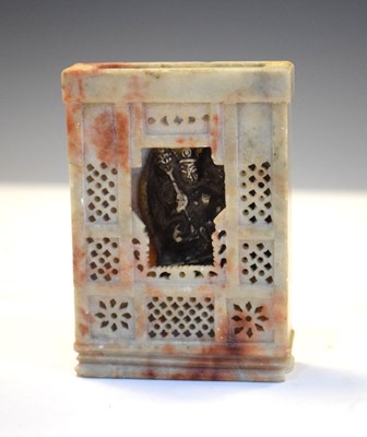 Lot 235 - Chinese or Tibetan carved soapstone miniature shrine