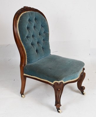 Lot 623 - Victorian mahogany show-frame button back salon chair