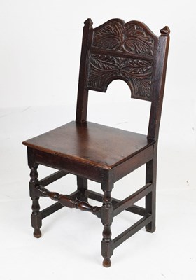 Lot 472 - 17th Century oak joined backstool