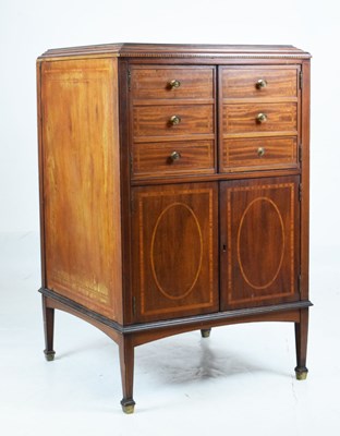 Lot 441 - Edwardian inlaid mahogany gramophone cabinet