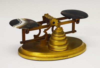 Lot 467 - Unusual late Victorian set of agate and gilt brass postal letter scales