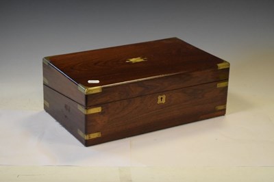 Lot 439 - Victorian brass-bound rosewood Campaign-style writing slope