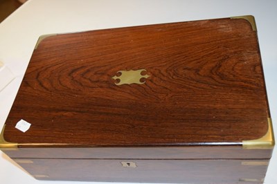 Lot 439 - Victorian brass-bound rosewood Campaign-style writing slope