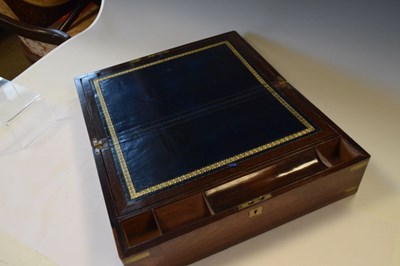 Lot 439 - Victorian brass-bound rosewood Campaign-style writing slope