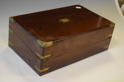 Lot 439 - Victorian brass-bound rosewood Campaign-style writing slope