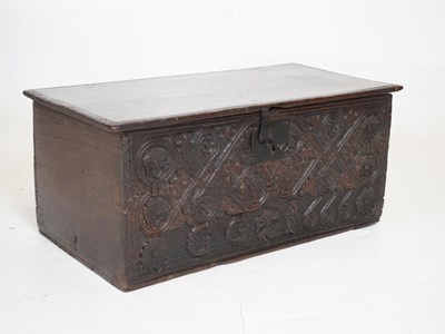 Lot 451 - Charles II carved oak Bible box