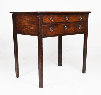 Lot 446 - George III oak side table fitted two drawers