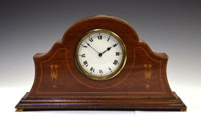 Lot 418 - Edwardian mahogany inlaid mantel clock with French timepiece movement