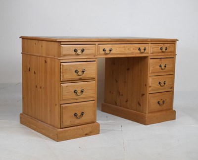 Lot 736 - Modern pine pedestal desk