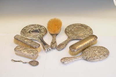 Lot 199 - Quantity of silver backed dressing table brushes, etc