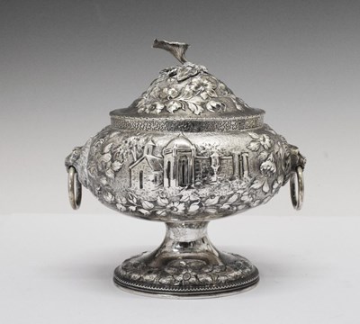 Lot 120 - Late 19th Century American sterling silver lidded pedestal bowl