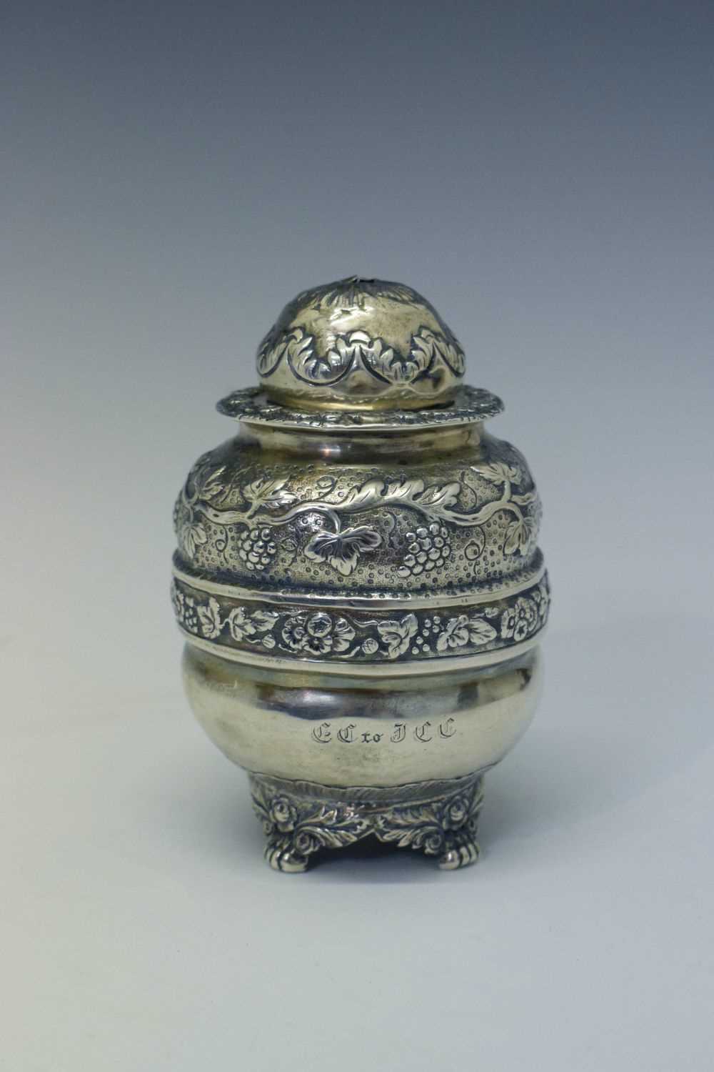 Lot 94 - William IV silver tea caddy of ovoid form