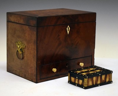 Lot 704 - Table top box with hinged lid and drawer, together with a porcupine box