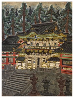 Lot 250 - Japanese painted relief panel