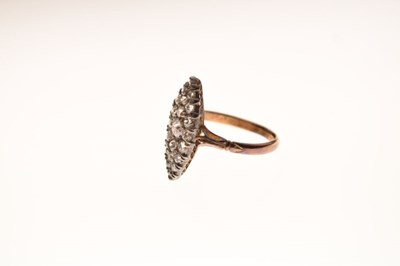 Lot 2 - Yellow metal set marquise shaped diamond ring
