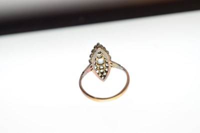 Lot 2 - Yellow metal set marquise shaped diamond ring