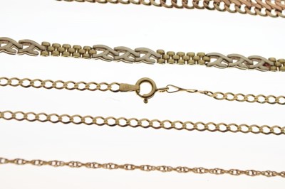 Lot 82 - 9ct gold curb-link chain, and a yellow metal chain stamped '9K'