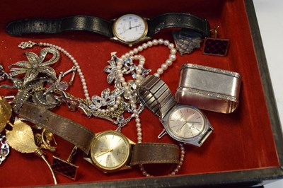 Lot 95 - Quantity of costume jewellery, bangle, opal set silver ring, rolled gold necklace, etc