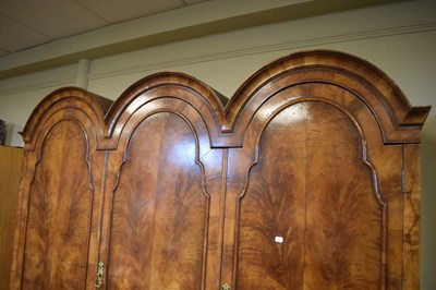 Lot 521 - Queen Anne-Style walnut three-section domed wardrobe