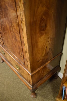 Lot 521 - Queen Anne-Style walnut three-section domed wardrobe