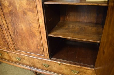 Lot 521 - Queen Anne-Style walnut three-section domed wardrobe