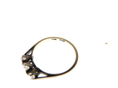 Lot 13 - Yellow metal, platinum and three-stone diamond ring