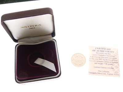 Lot 123 - Elizabeth II gold sovereign, 2001, cased