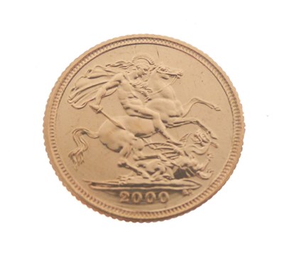 Lot 121 - Elizabeth II gold half sovereign, 2000