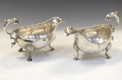 Lot 169 - Pair of George III silver sauce boats