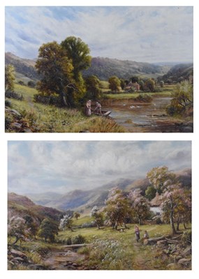 Lot 376 - Robert John Hammond (act. 1879-1911) - Pair of oils on canvas - Rural landscape with figures