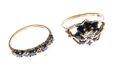 Lot 20 - Two 9ct gold and sapphire-set dress rings
