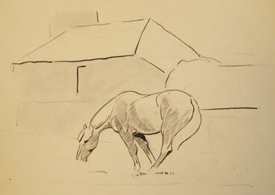 Lot 570 - Group of unframed equestrian pencil studies