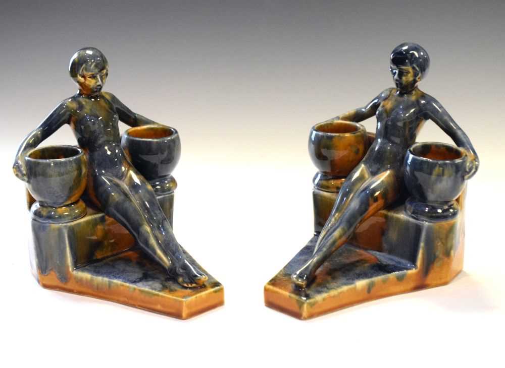 Lot 426 - Pair of Continental pottery bookends