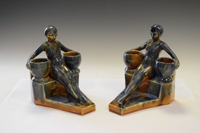 Lot 426 - Pair of Continental pottery bookends