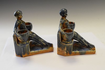 Lot 426 - Pair of Continental pottery bookends