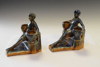 Lot 426 - Pair of Continental pottery bookends