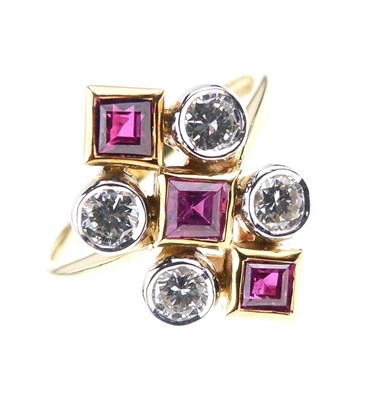 Lot 23 - 18ct gold ruby and diamond 18ct gold dress ring