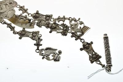 Lot 81 - White metal chatelaine, probably Continental