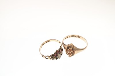 Lot 33 - Victorian 9ct gold coral and pearl ring and another Victorian ring