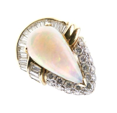 Lot 27 - Opal and diamond cluster dress ring