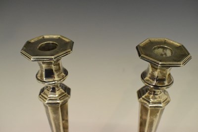 Lot 99 - Pair of George V silver candlesticks