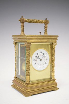 Lot 433 - Late 19th or early 20th Century brass-cased repeater carriage clock