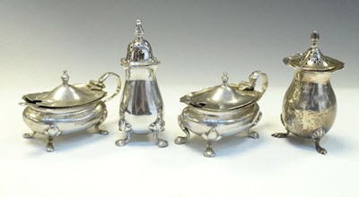 Lot 185 - Matched four-piece silver condiment set