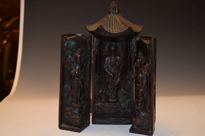 Lot 288 - Oriental circular necklace box and reproduction 'Zushi' shrine