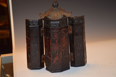 Lot 288 - Oriental circular necklace box and reproduction 'Zushi' shrine
